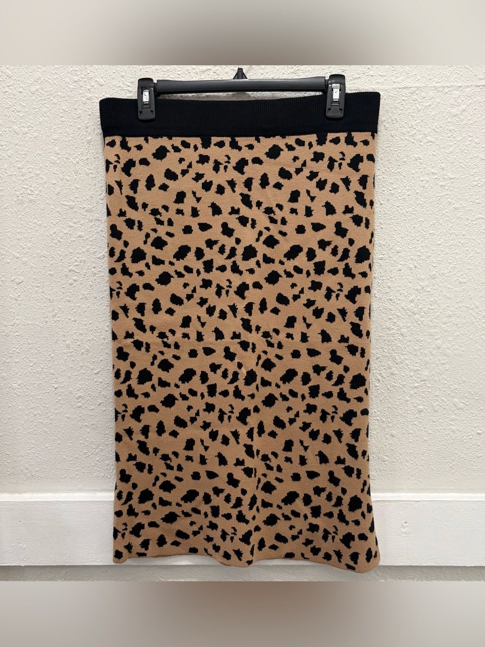 JADE by JANE Leopard Print MIDI Knit Skirt Size 1X-2X